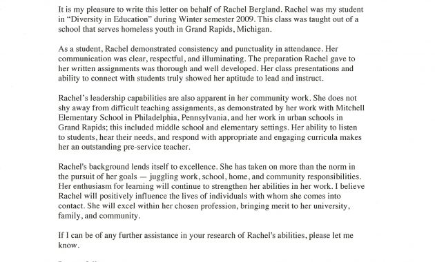 Letters Of Recommendation Rachel Schultz Elementary Education inside proportions 1700 X 2338