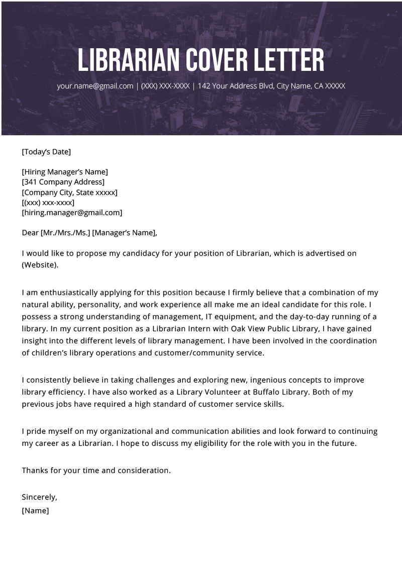 Librarian Cover Letter Example Resume Genius regarding proportions 800 X 1132