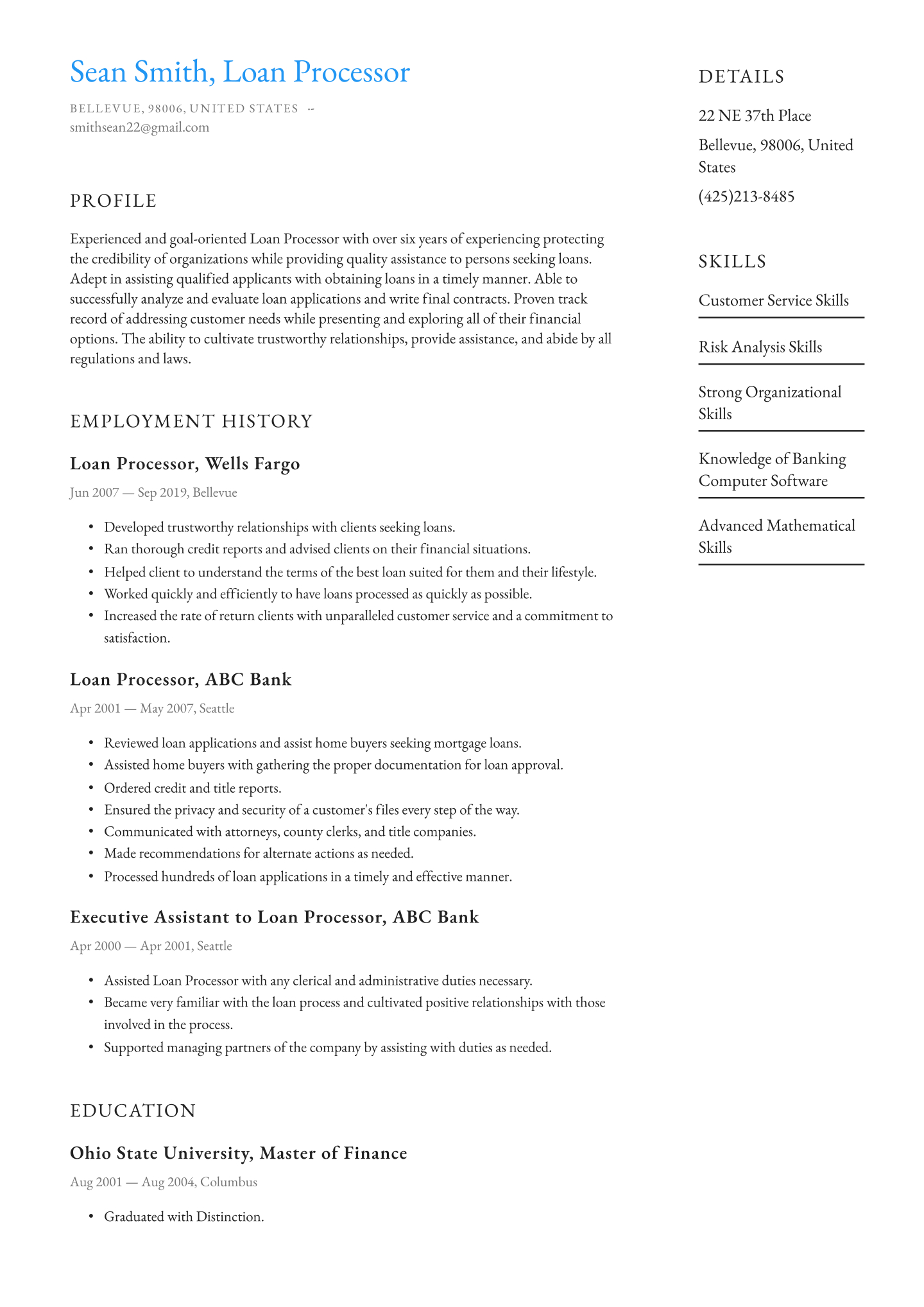 Loan Processor Resume Examples Writing Tips 2020 Free in dimensions 1440 X 2036