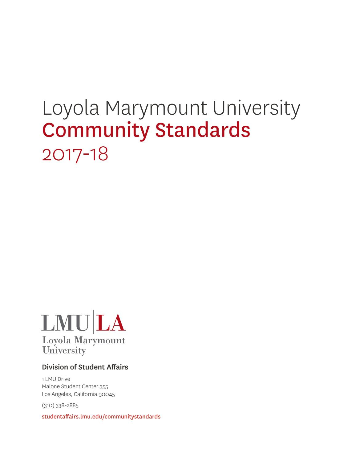 Loyola Marymount University Community Standards 2017 18 with size 1156 X 1496