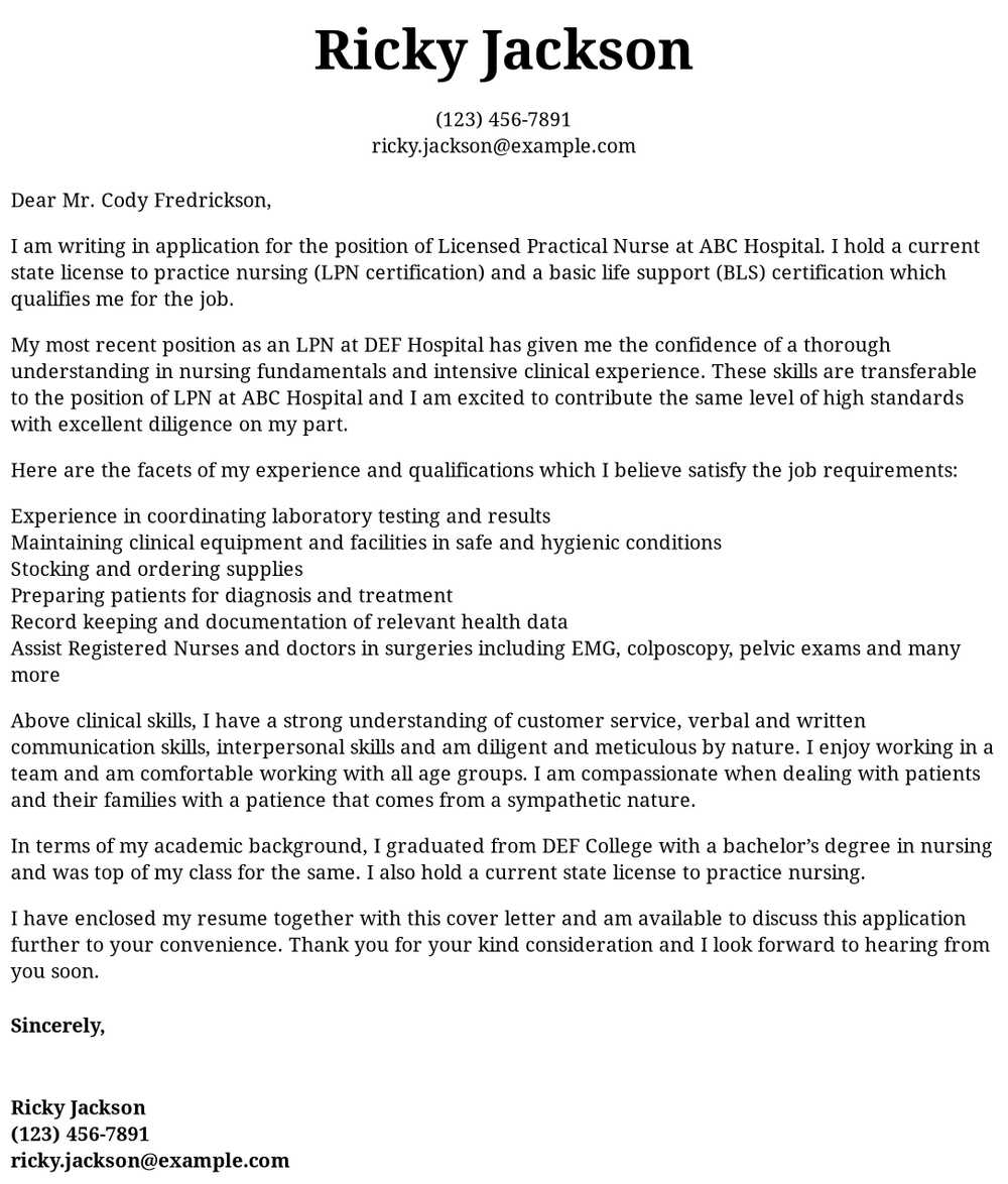 Lpn Cover Letter Examples Samples Templates Resume pertaining to sizing 1000 X 1174