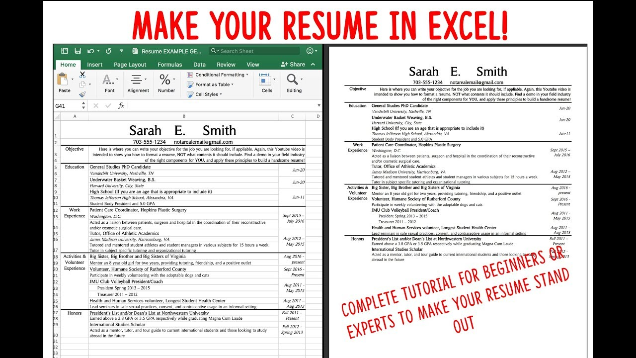 Make A Resume Cv Using Excel Fast Attractive And Easy To Manage For All Professions throughout measurements 1280 X 720