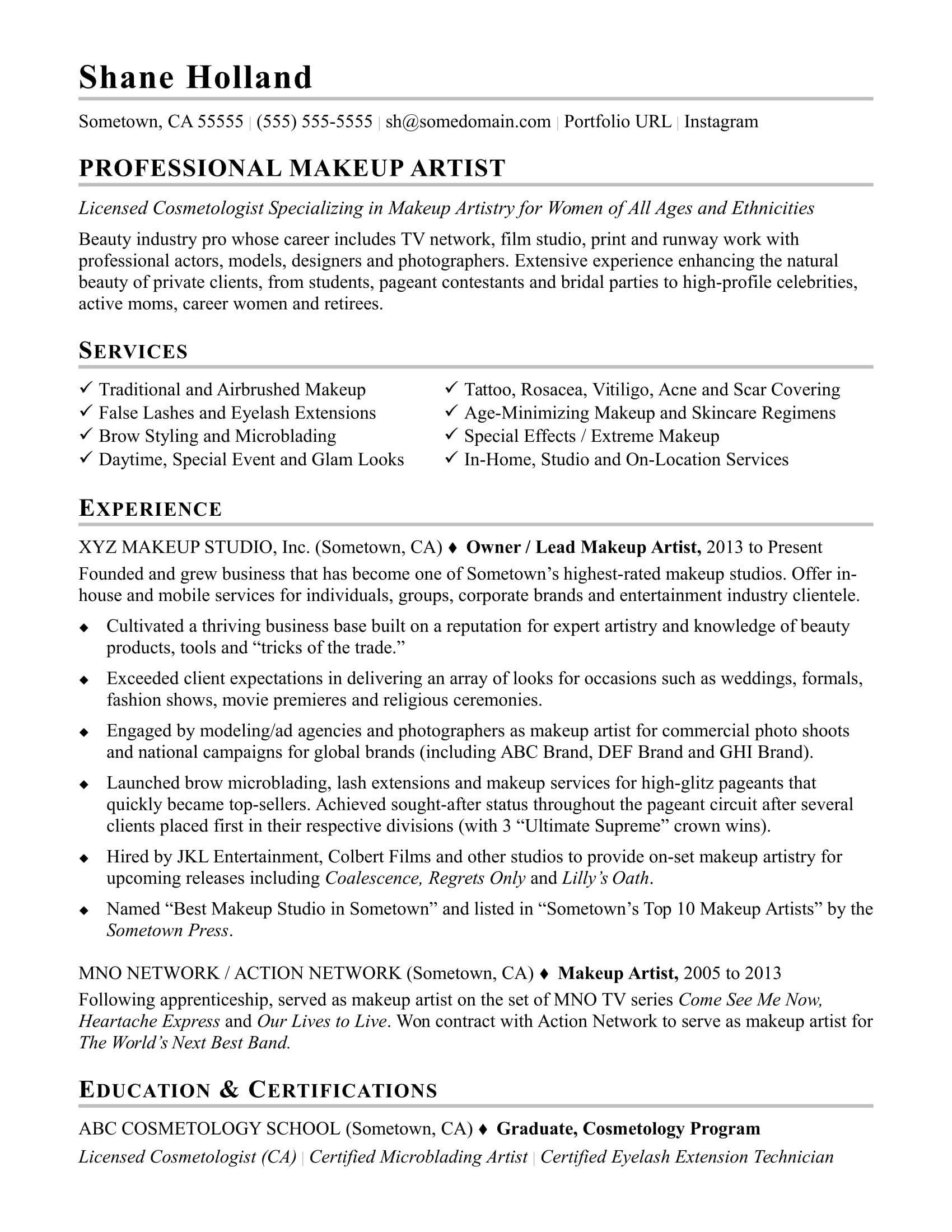 Makeup Artist Resume Sample Monster within measurements 1700 X 2200