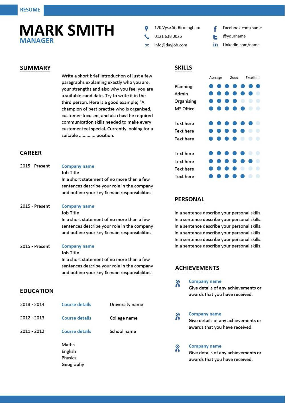 Management Cv Template Managers Jobs Director Project pertaining to measurements 1000 X 1415