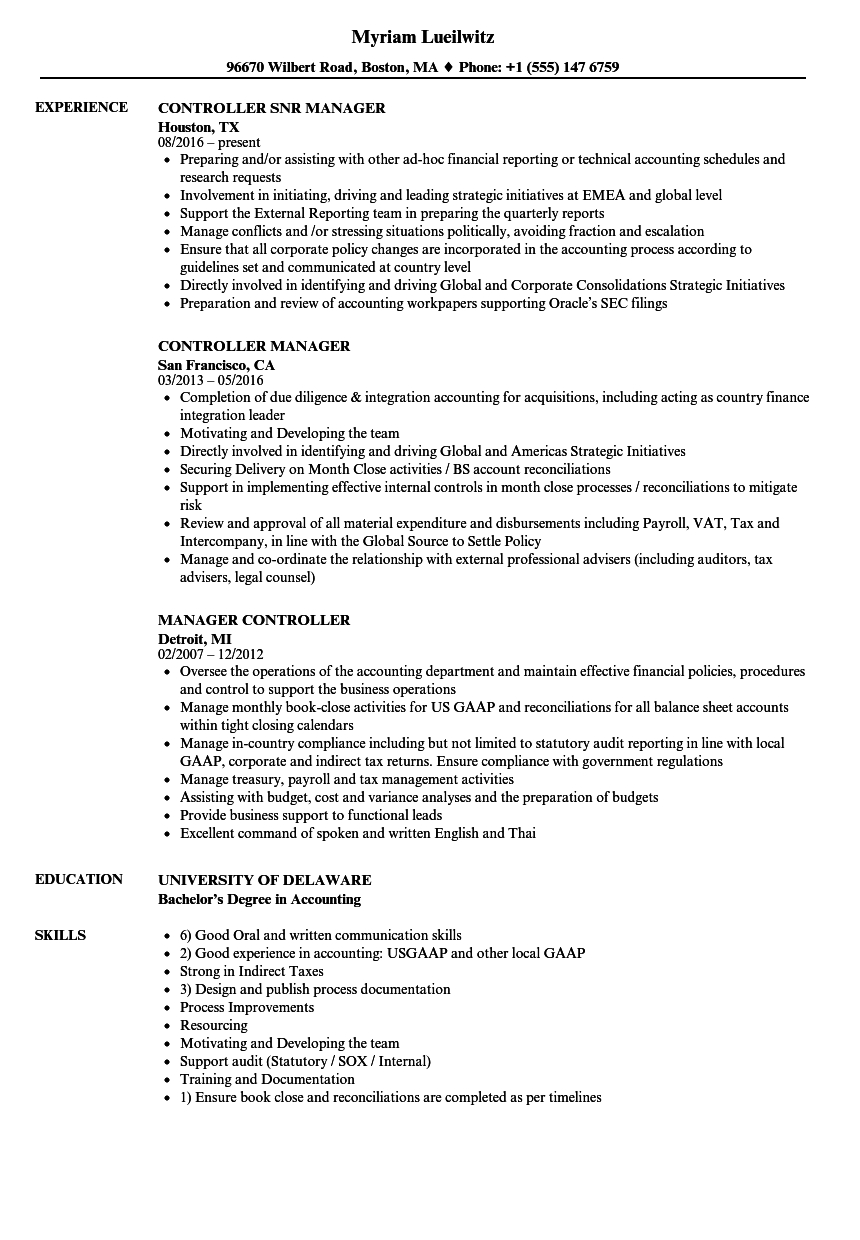 Manager Controller Resume Samples Velvet Jobs pertaining to proportions 860 X 1240