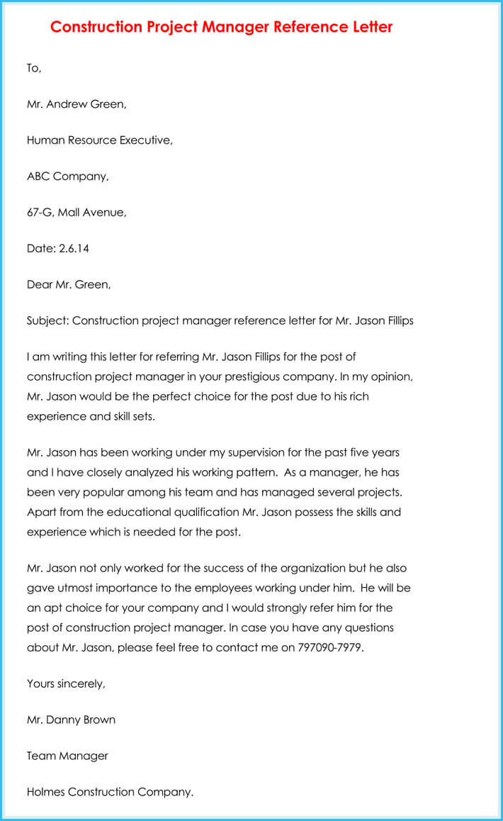 Manager Reference Letter 7 Samples To Write Manager Job intended for dimensions 710 X 1158