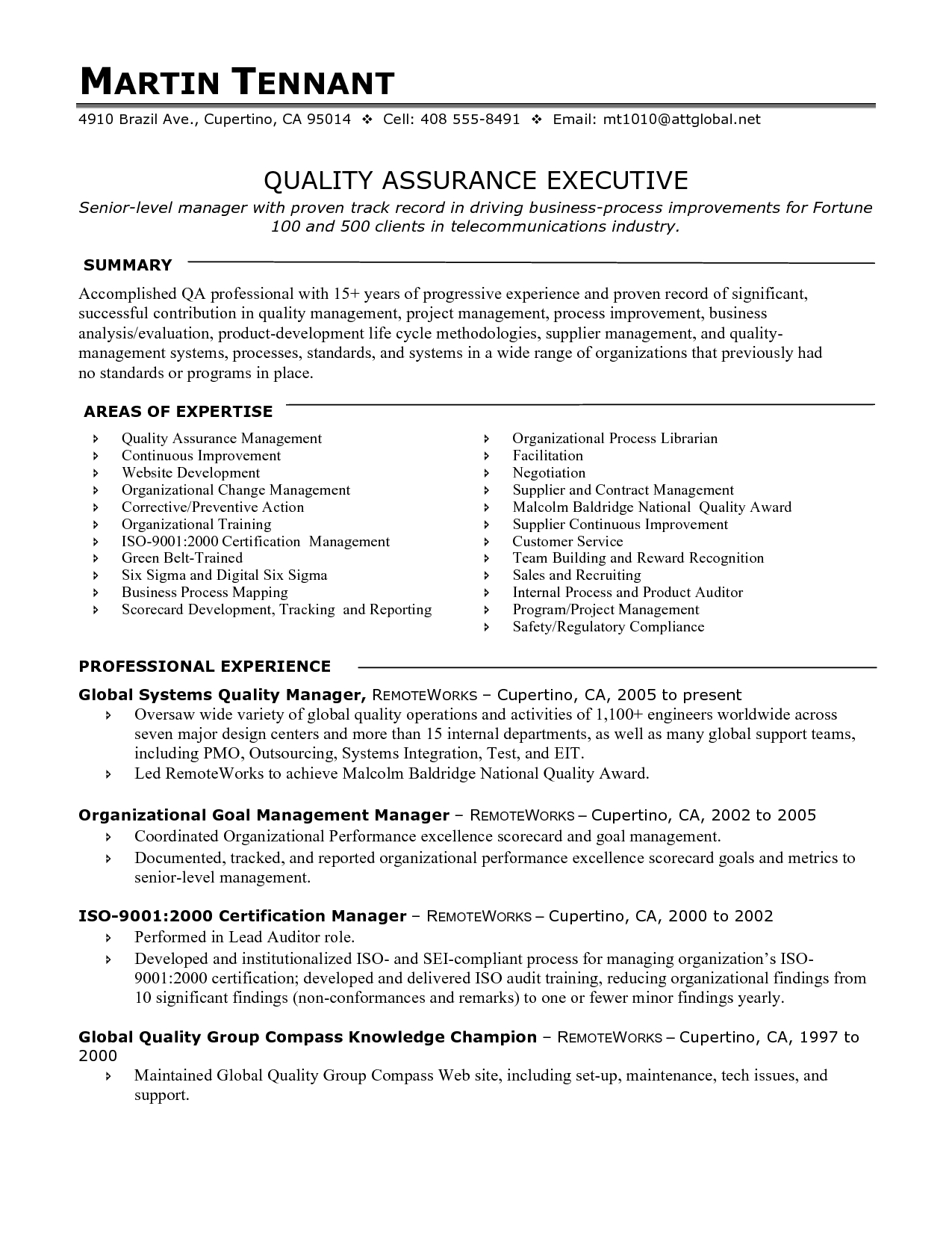 Manager Resume Quality Control Manager Manager Resume In with sizing 1275 X 1650