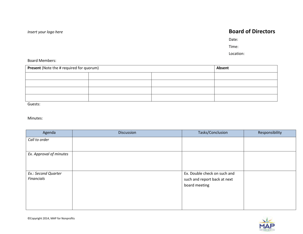 Quarterly Board Meeting Minutes Template • Invitation ...