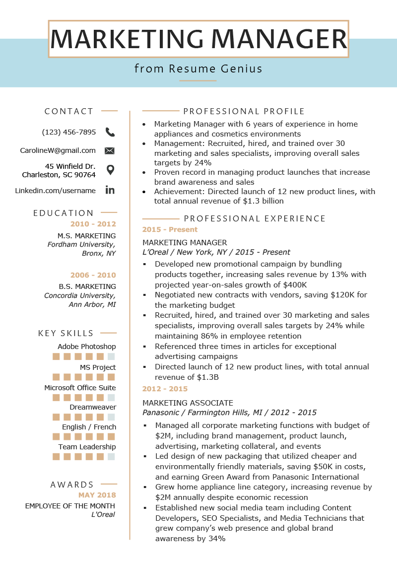 Marketing Manager Resume Example Writing Tips Rg inside dimensions 800 X 1132