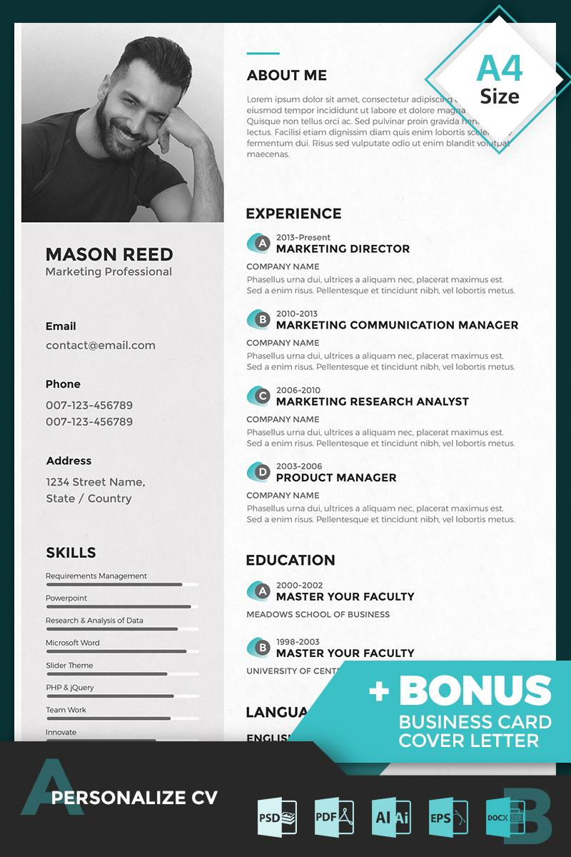 Mason Reed Marketing Professional Resume Template in sizing 800 X 1200