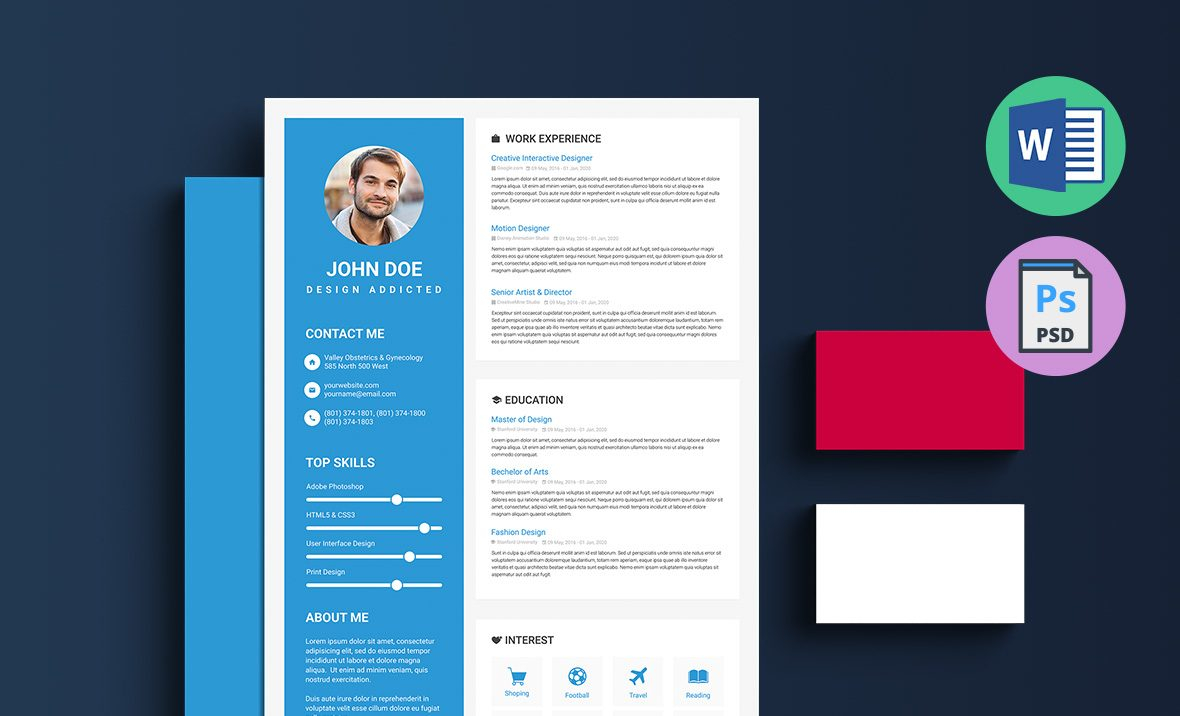 Material Design Resume Template Pusmun intended for sizing 1180 X 716