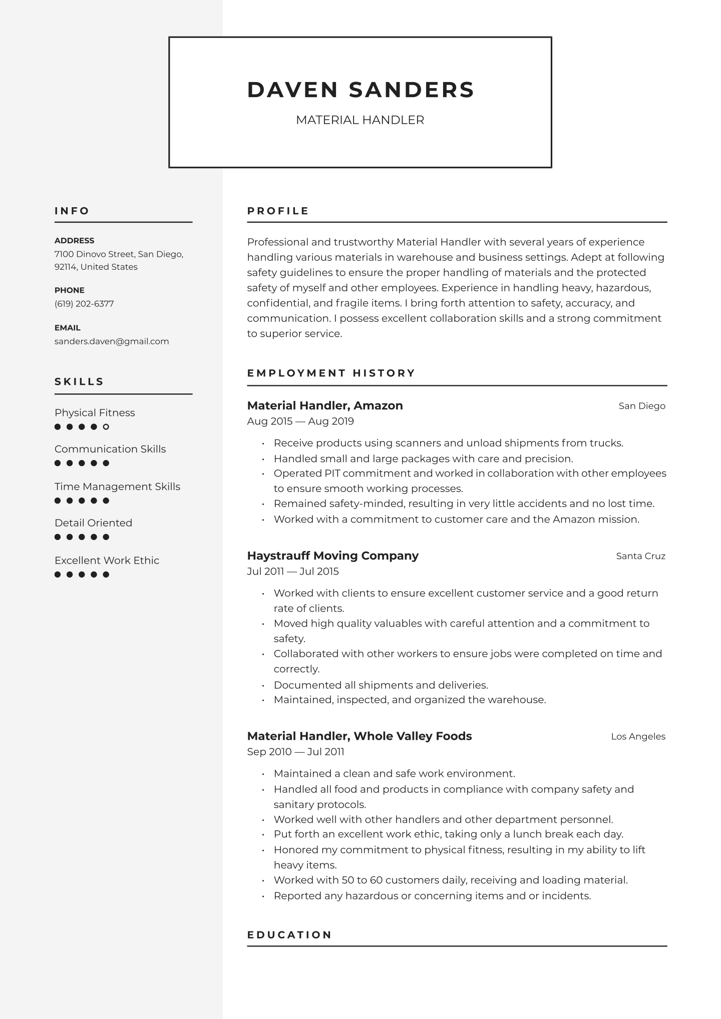 Material Handler Resume Examples Writing Tips 2020 Free for sizing 1440 X 2036