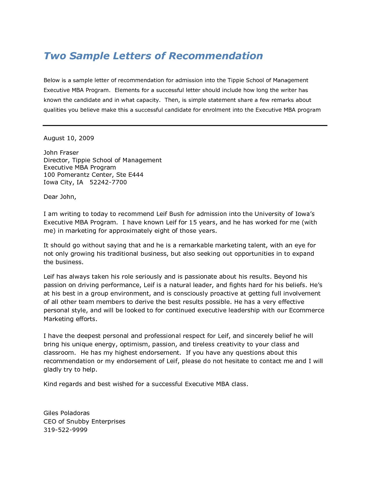 Mba Letter Of Recommendation Template Debandje intended for measurements 1275 X 1650