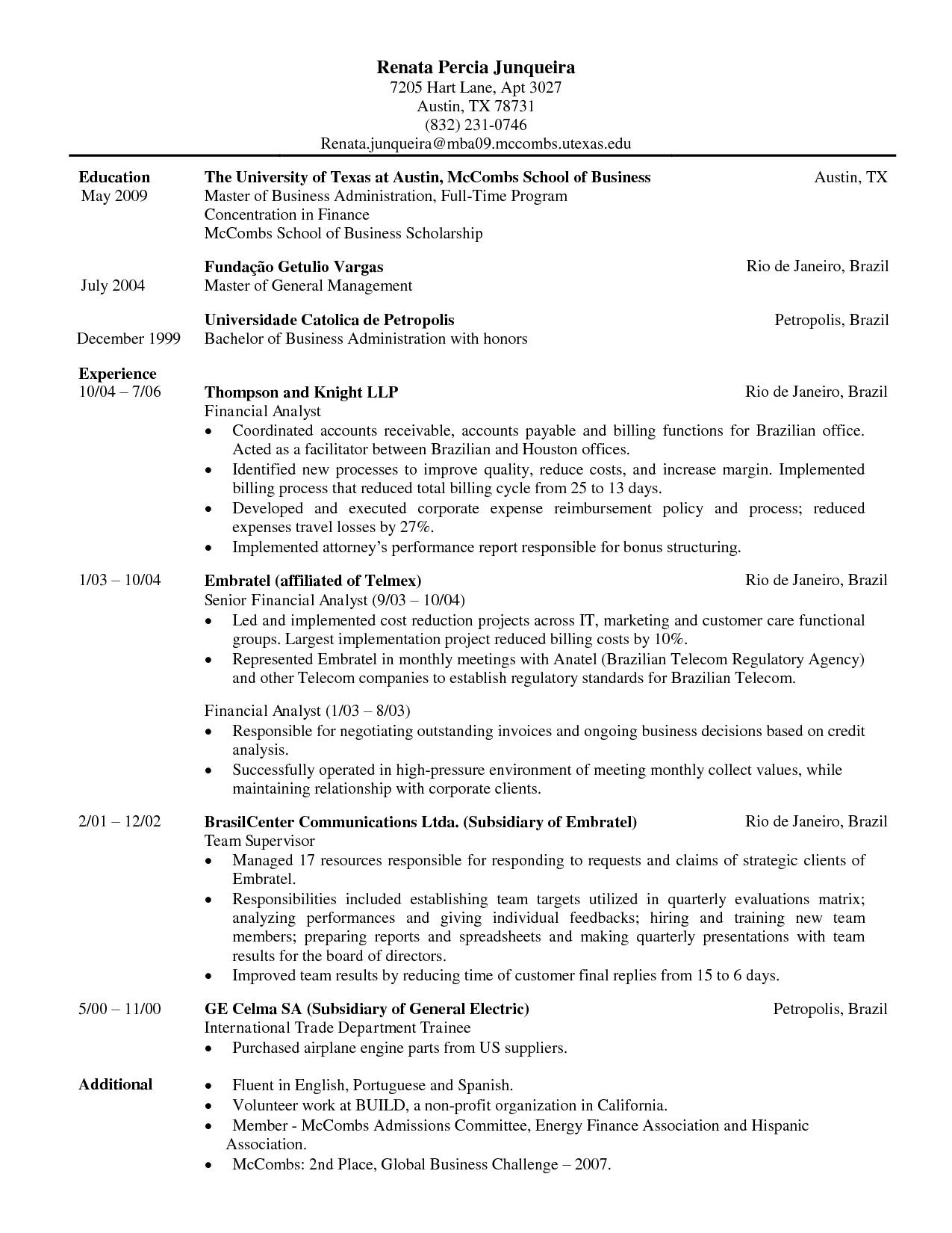 Mccombs Resume Template within dimensions 1275 X 1650