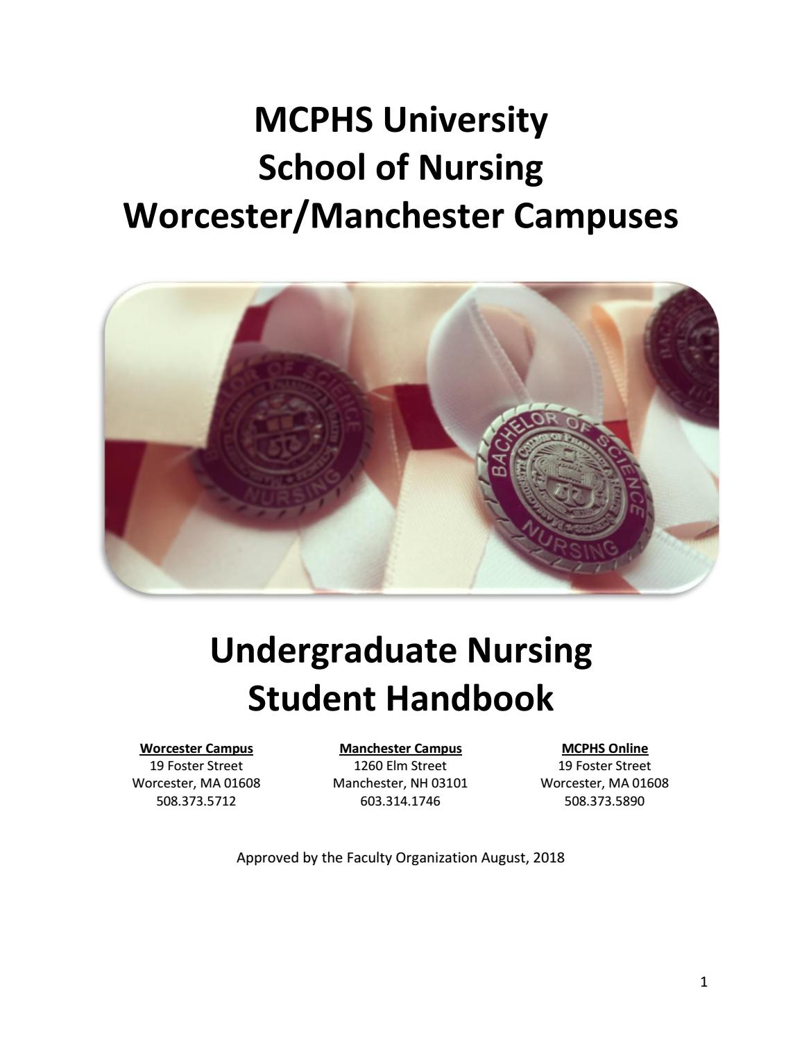 Mcphs School Of Nursing Undergraduate Student Handbook pertaining to proportions 1156 X 1496