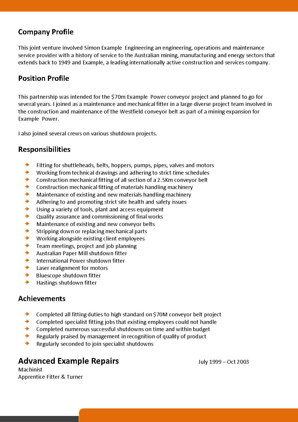 Mechanical And Maintenance Fitter Resume Template 093 for dimensions 1033 X 1462