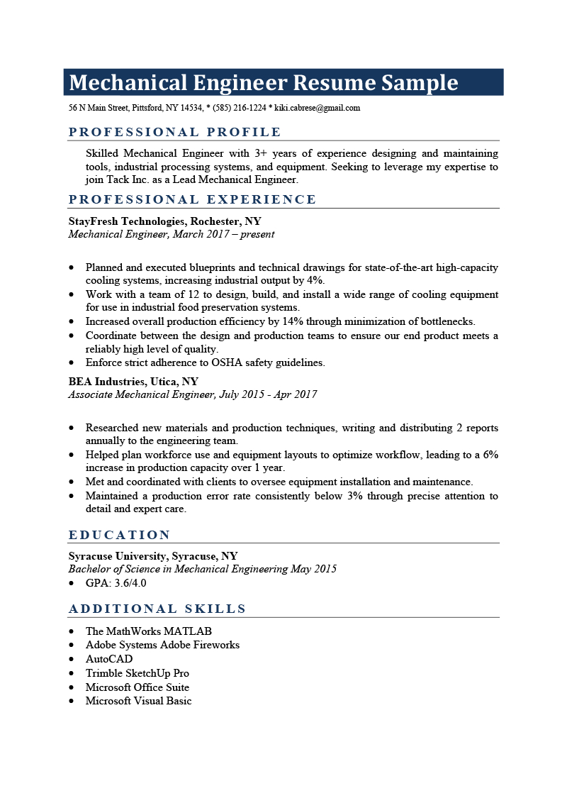 Mechanical Engineer Resume Sample Writing Tips Resume Genius regarding measurements 800 X 1132