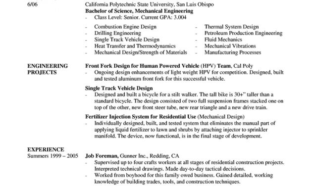 Mechanical Engineer Resume Template Engineering Resume with size 800 X 1035