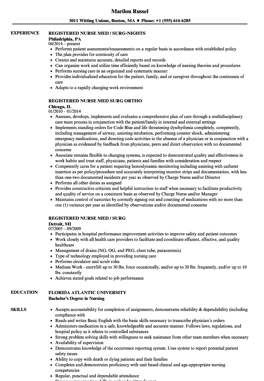 Med Surg Resume Akali within dimensions 860 X 1240