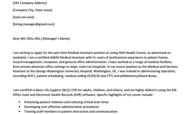 Medical Assistant Cover Letter Example Writing Tips for sizing 800 X 1132