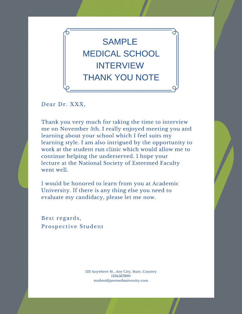 Medical School Interview Thank You Letters Mededits pertaining to size 791 X 1024