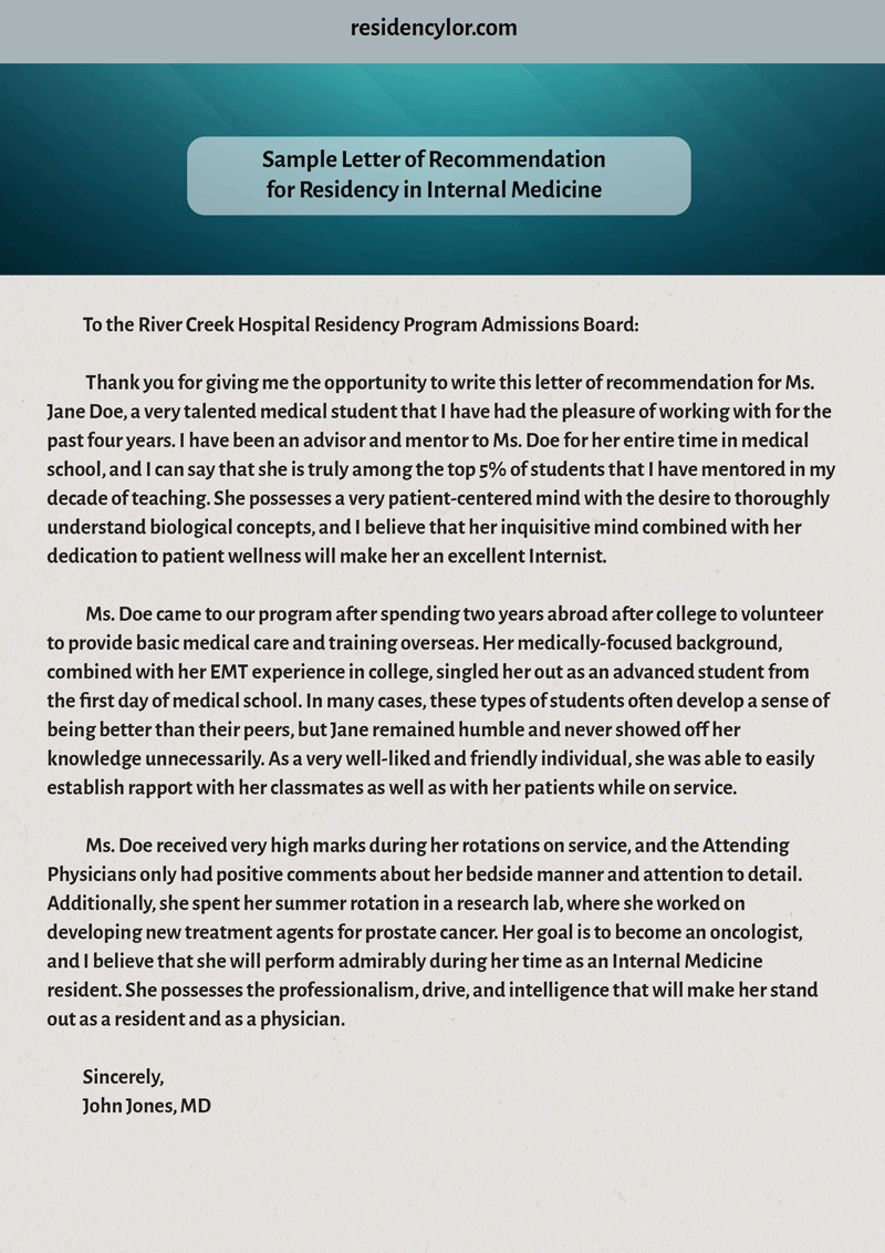 Medical Student Letter Of Recommendation For Residency for measurements 800 X 1132