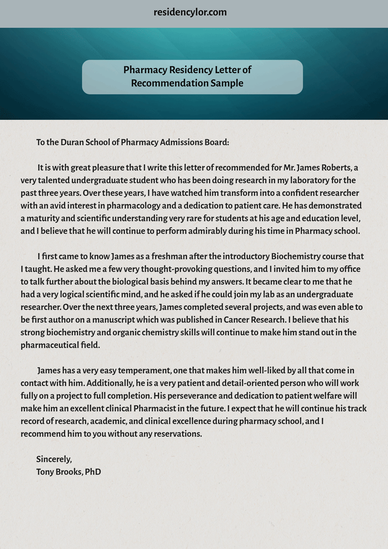 Medical Student Letter Of Recommendation For Residency in proportions 800 X 1132