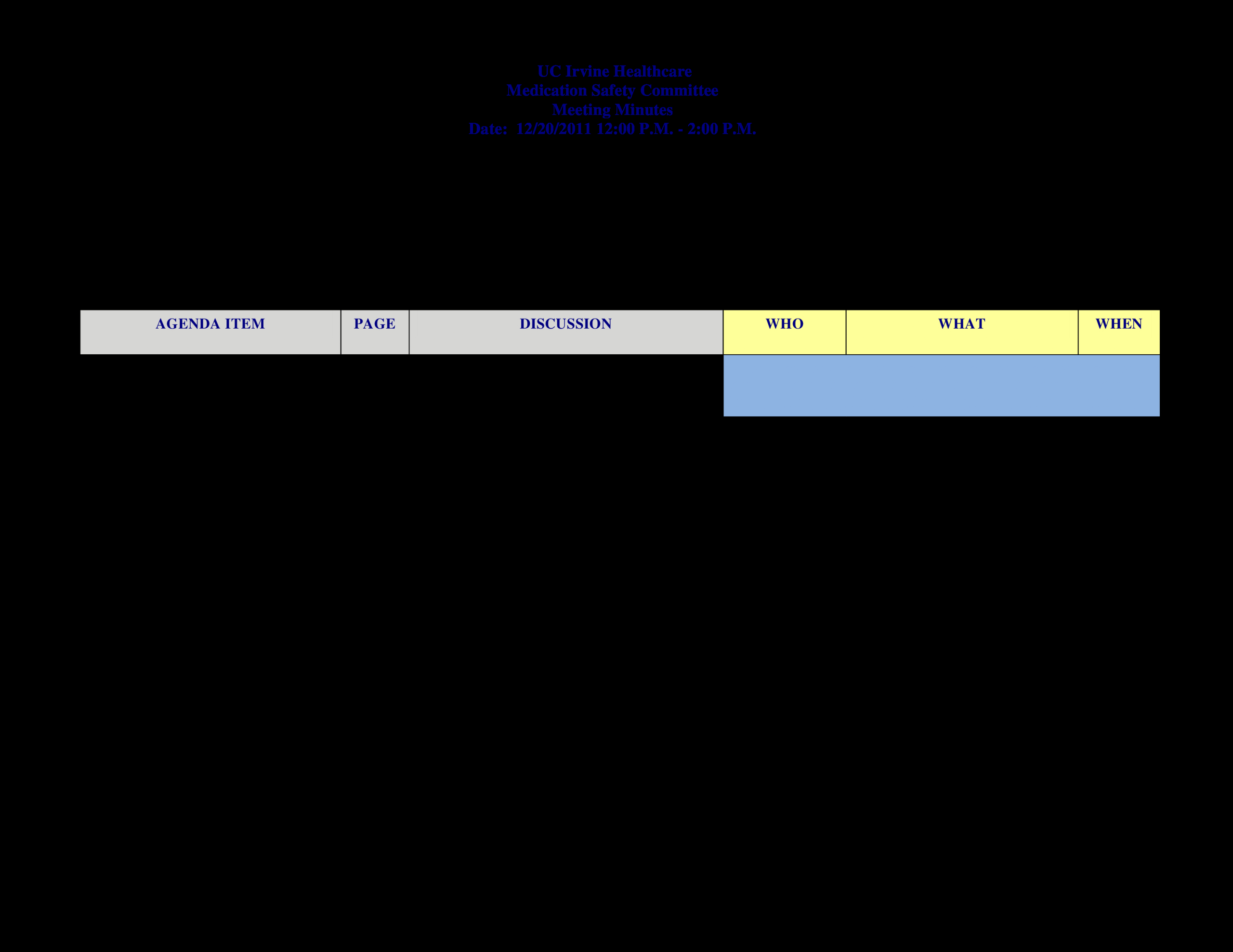 Medication Safety Committee Meeting Minutes Templates At intended for sizing 3300 X 2550