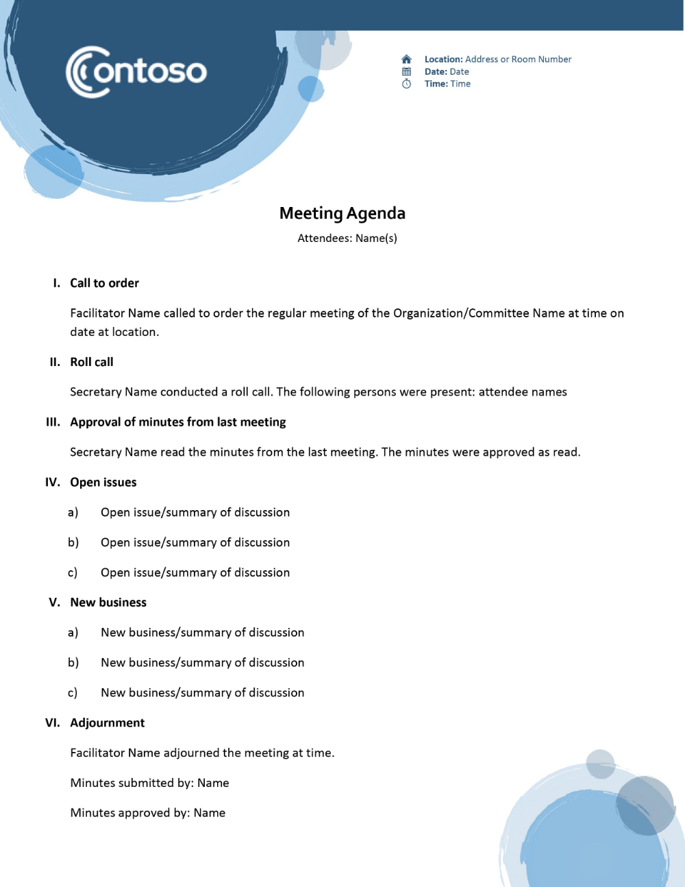 Meeting Agenda Samples 12 Free Printable Word Excel throughout proportions 1000 X 1294