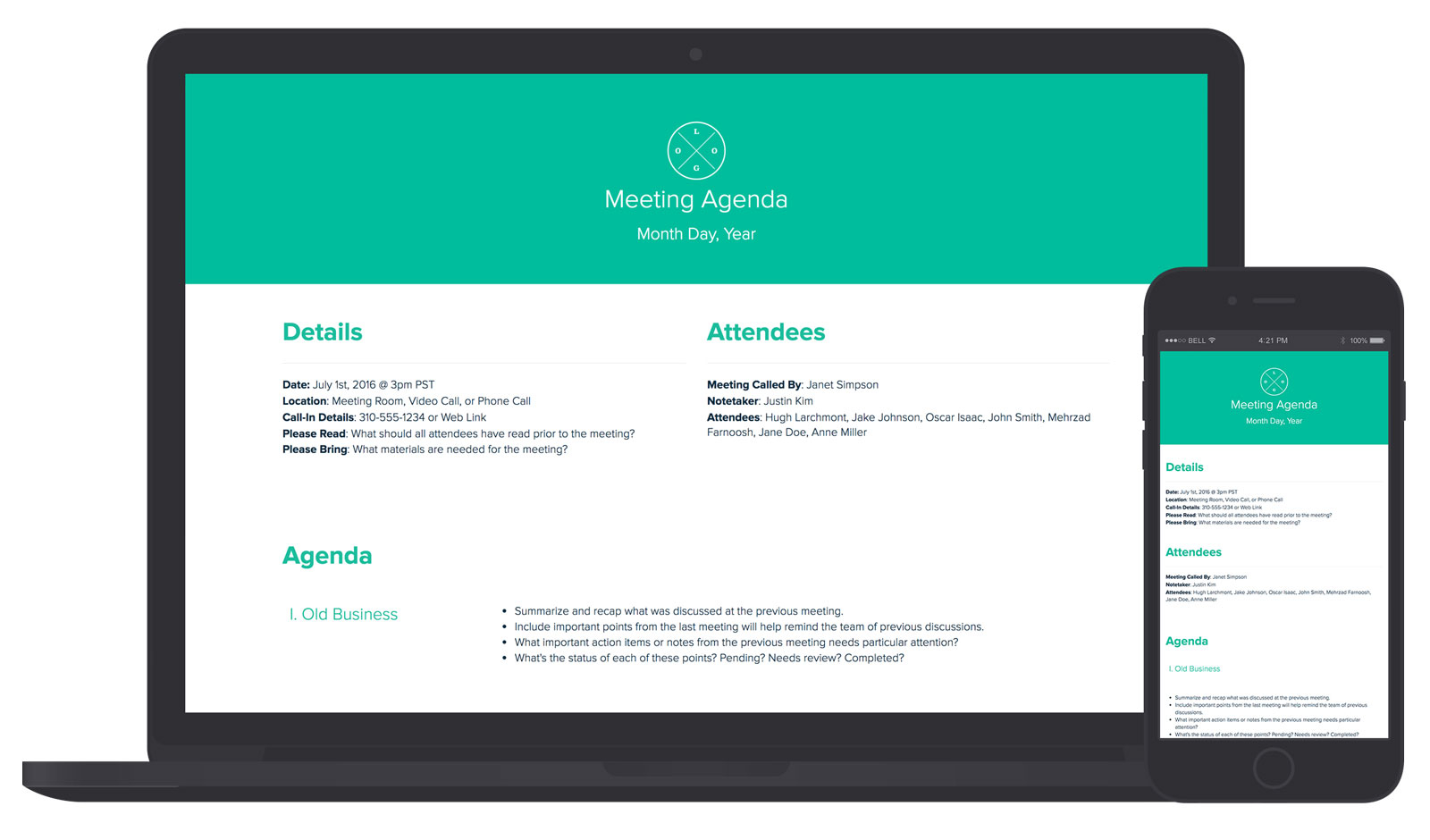 Meeting Agenda Template And Examples Xtensio with proportions 1600 X 940