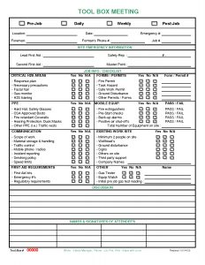 Meeting Checklist Template Images Toolbox Meeting in dimensions 1275 X 1650