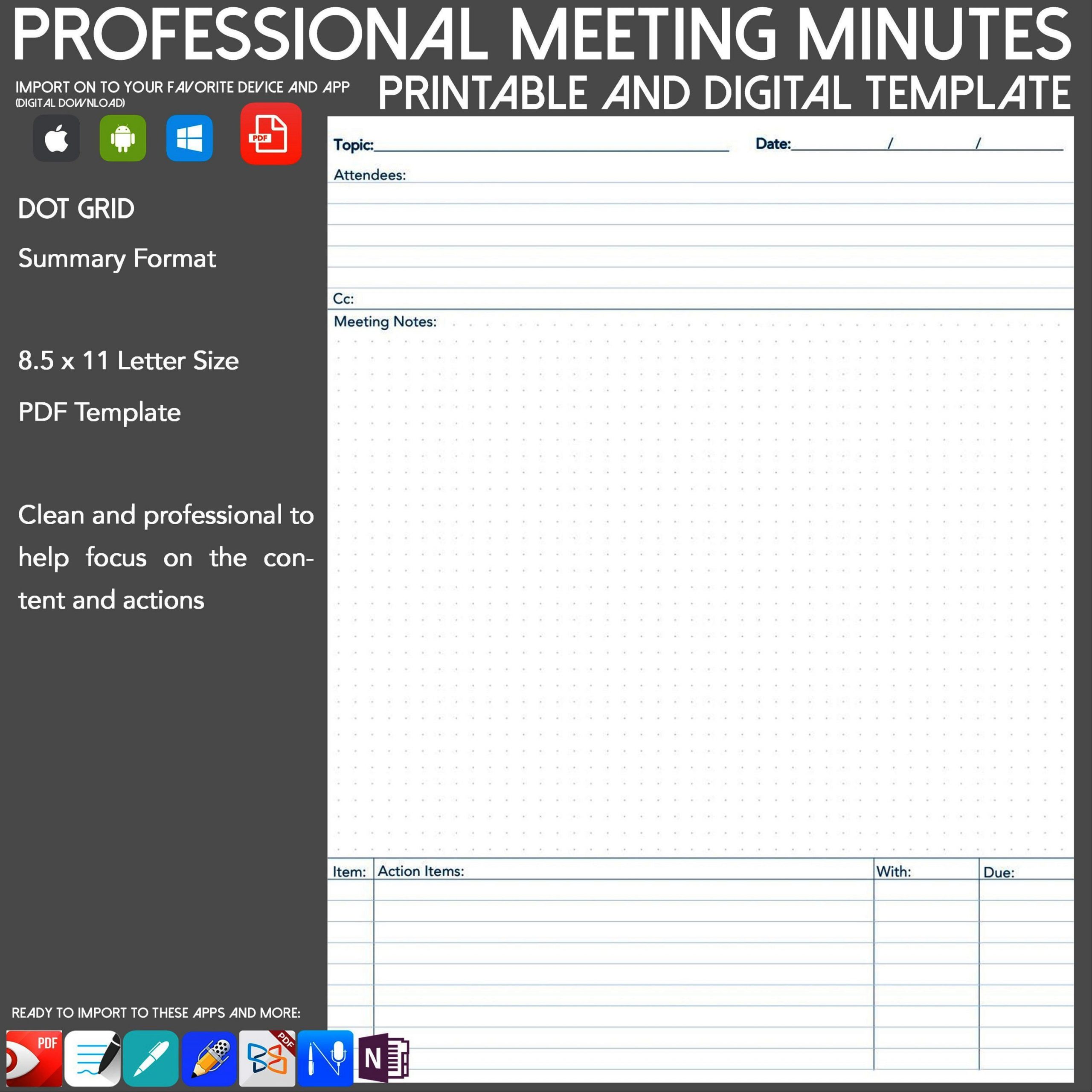 Meeting Minute Template Digital Paper Paper Insert for measurements 3000 X 3000