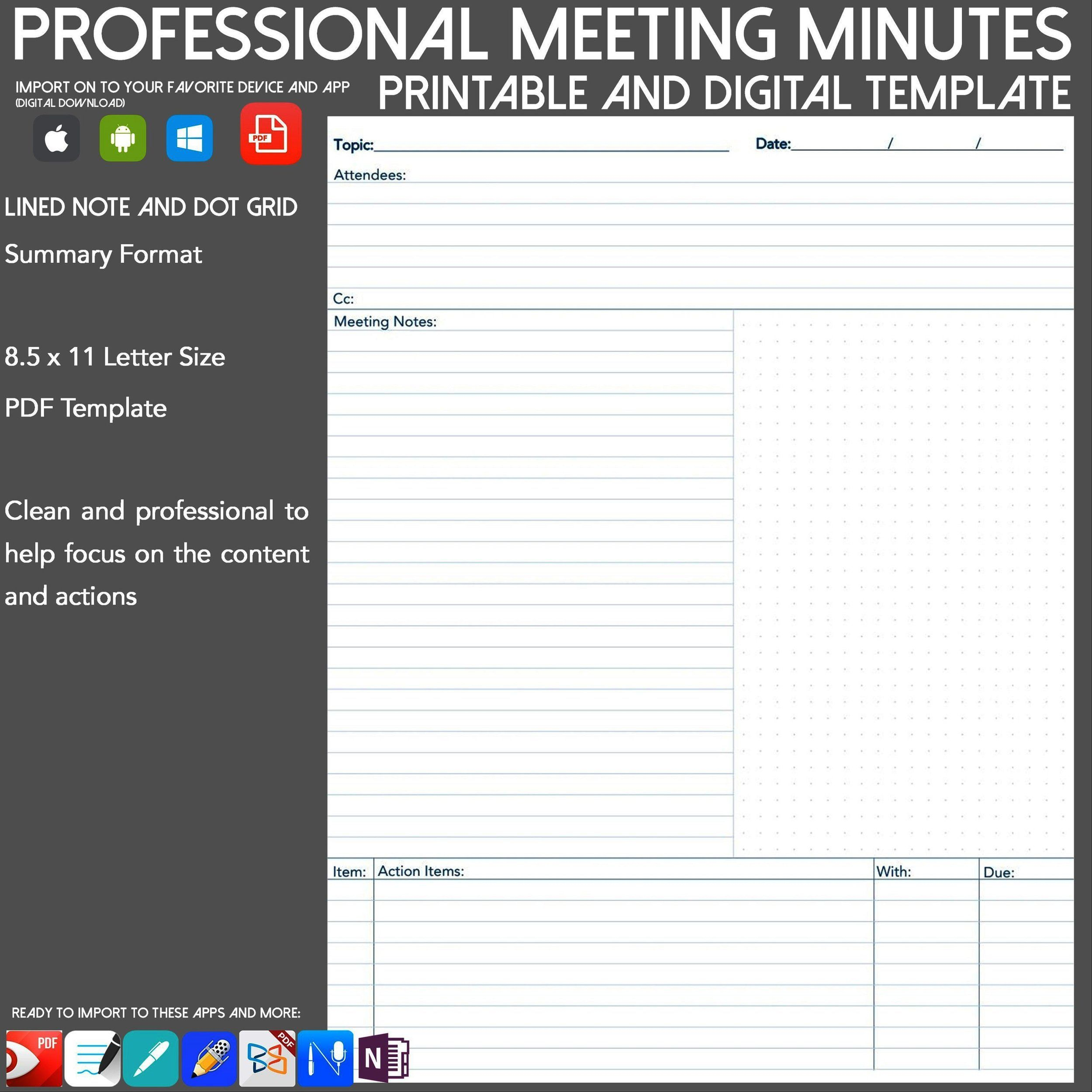 Meeting Minute Template Templates Meeting Notes Template with measurements 2500 X 2500