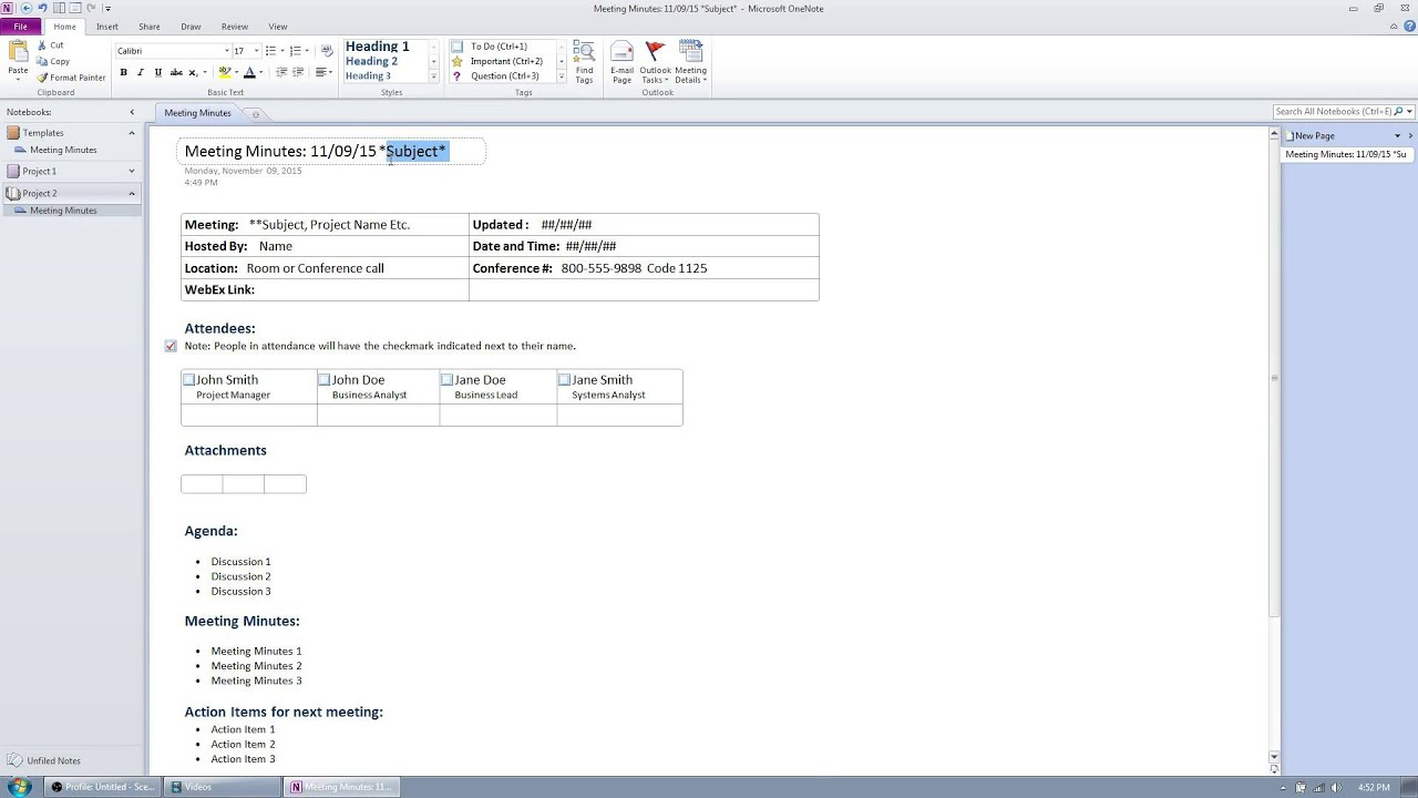 Meeting Minutes With Ms Onenote throughout dimensions 1280 X 720
