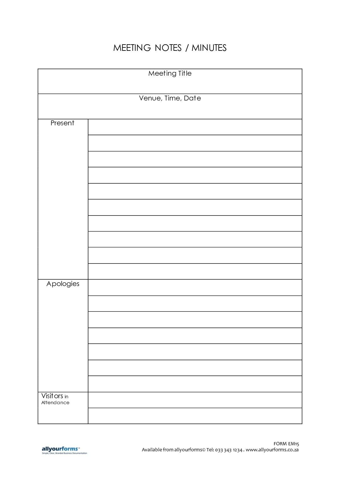 Meeting Notes Template Meeting Notes Template Notes with measurements 1191 X 1685