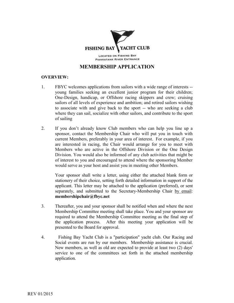 Membership Application Fishing Bay Yacht Club throughout measurements 791 X 1024