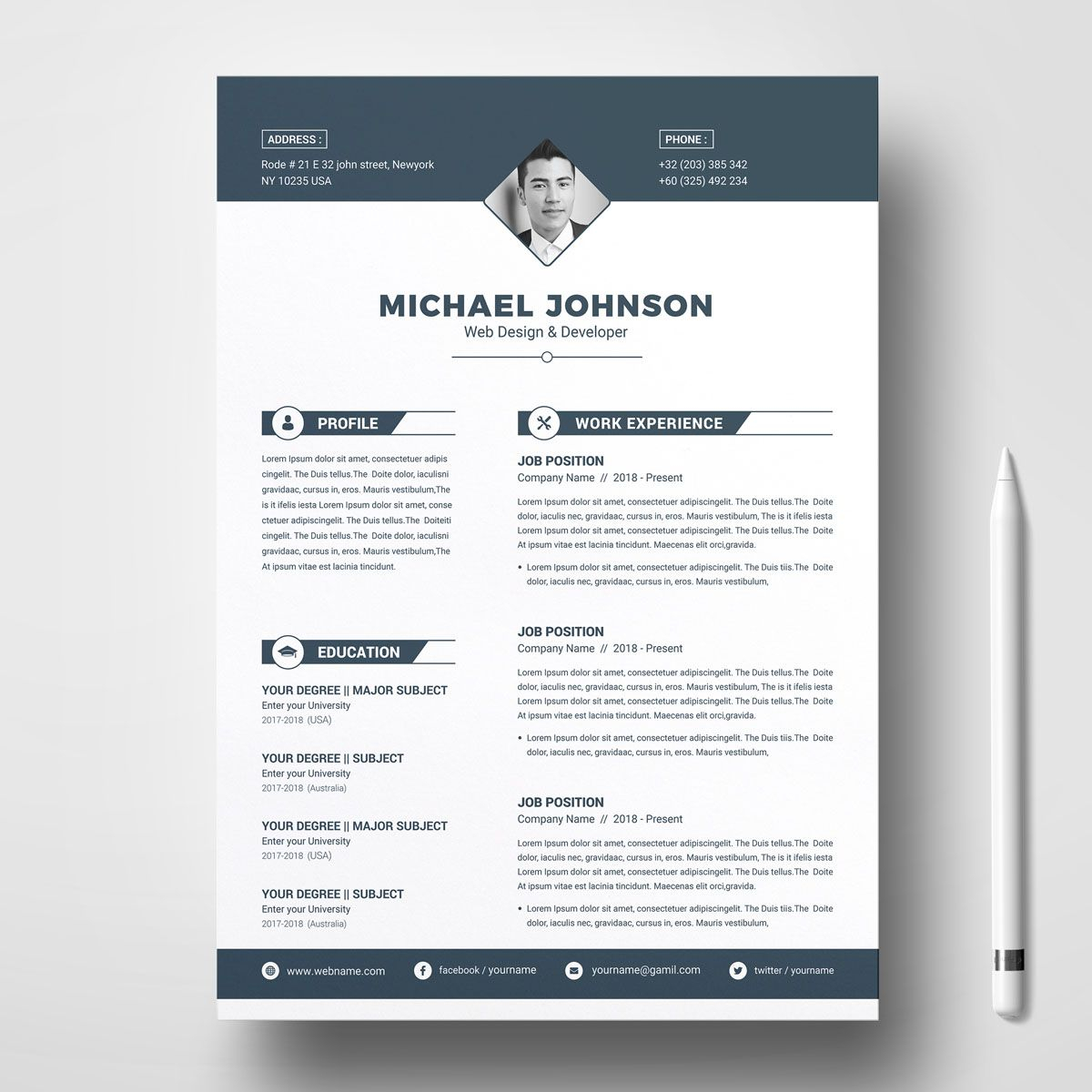 Michael Johnson Resume Template 74170 Cv Design Template for dimensions 1200 X 1200