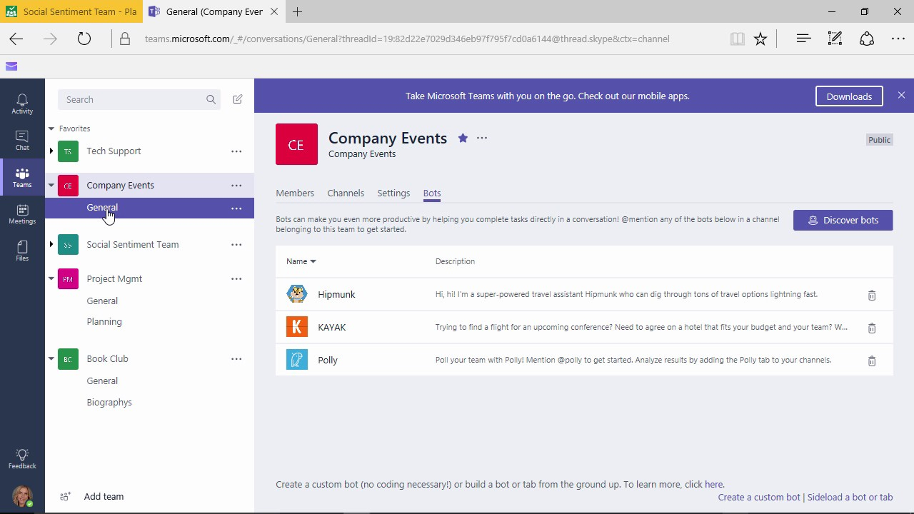 Microsoft Teams Working With Bots for sizing 1280 X 720