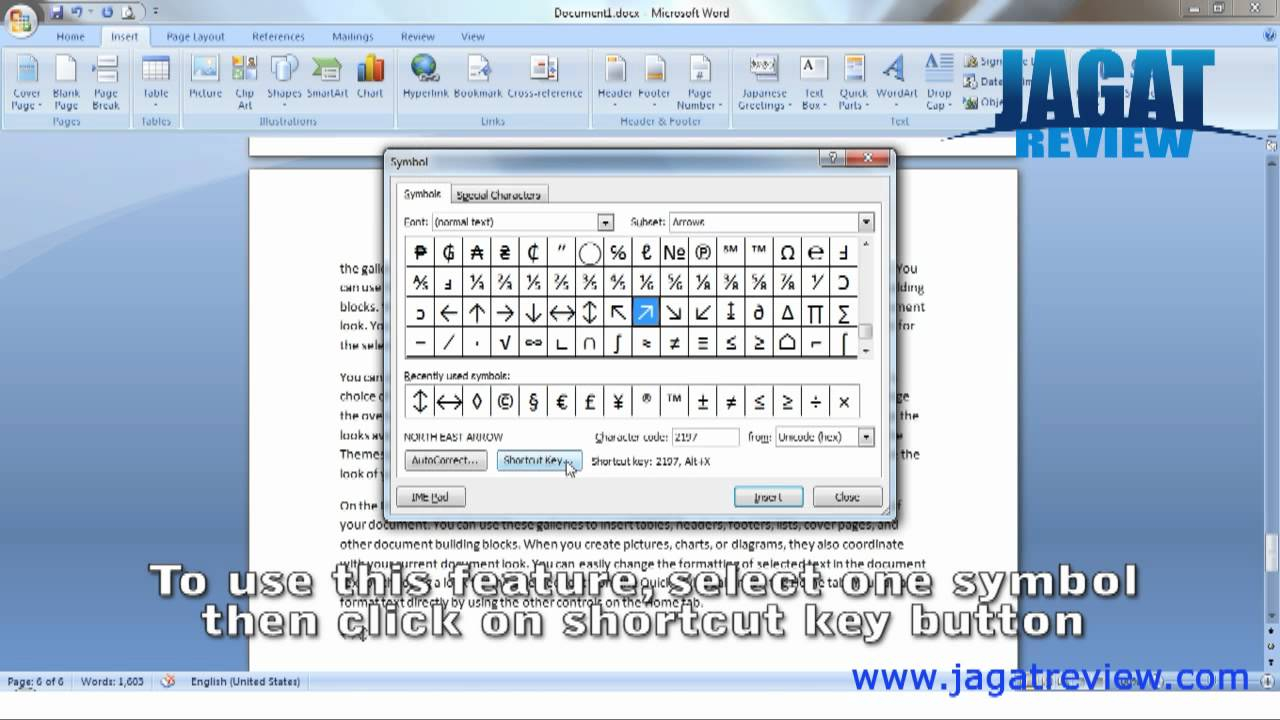 Microsoft Word 2007 Shortcut Symbol throughout measurements 1280 X 720