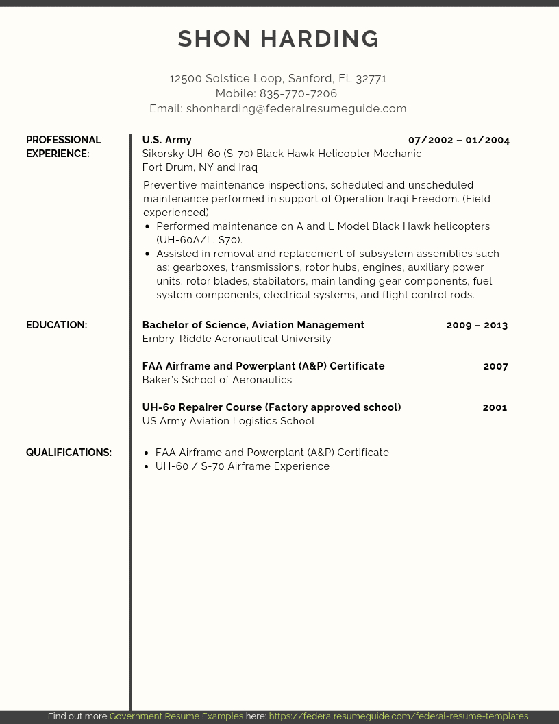 Military To Civilian Resume Examples Template Pdf Word in proportions 816 X 1056