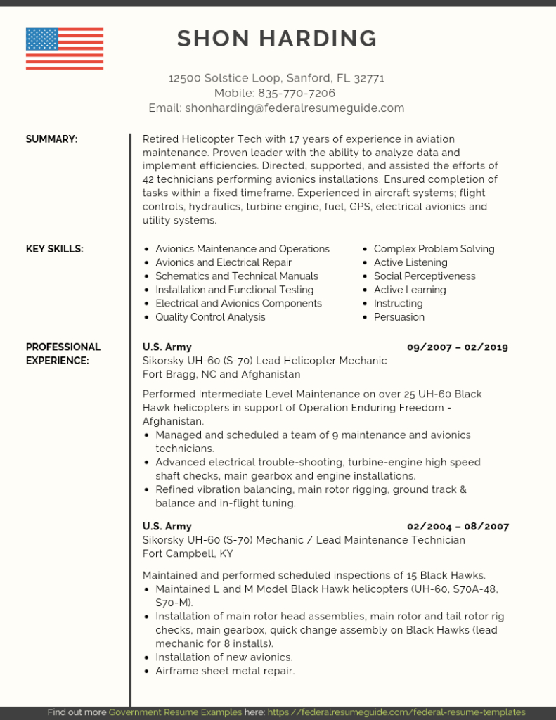 Military To Civilian Resume Examples Template Pdf Word pertaining to size 791 X 1024