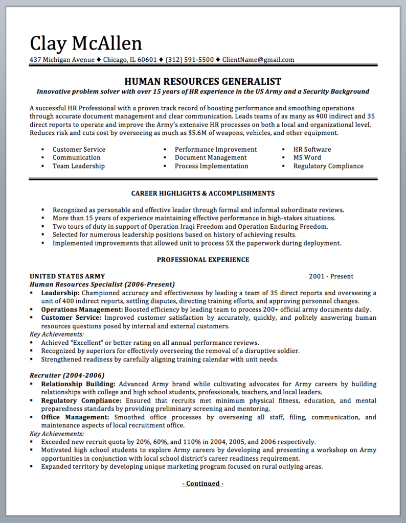 Military To Civilian Resume Writing Guide intended for dimensions 794 X 1024