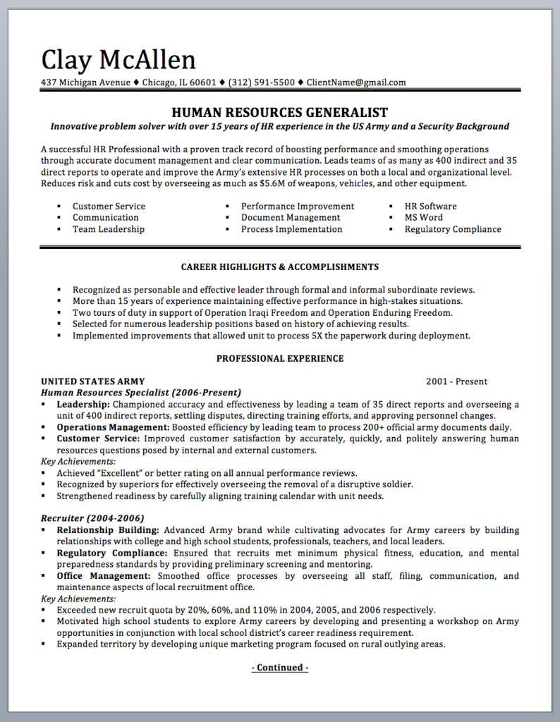 Military To Civilian Resume Writing Guide within sizing 794 X 1024