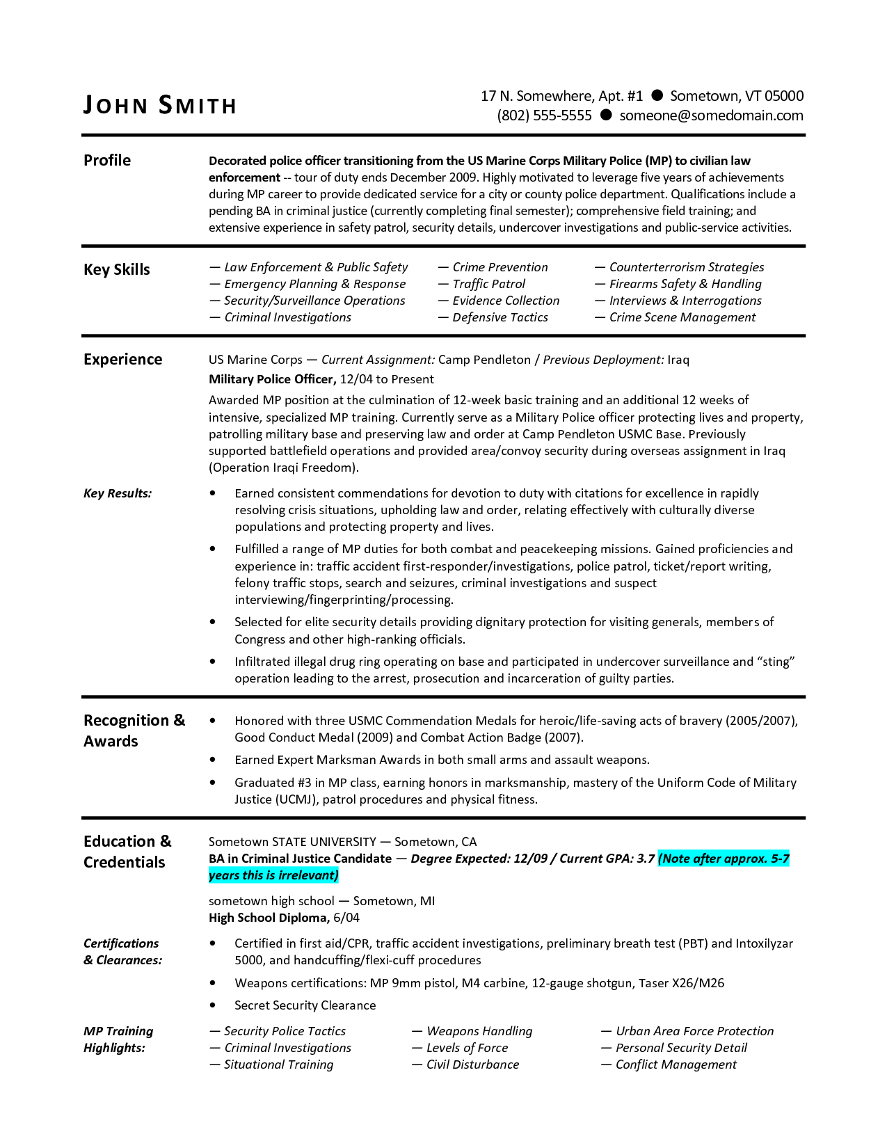 Military To Civilian Resumes Sample Resume For Military To in sizing 1275 X 1650