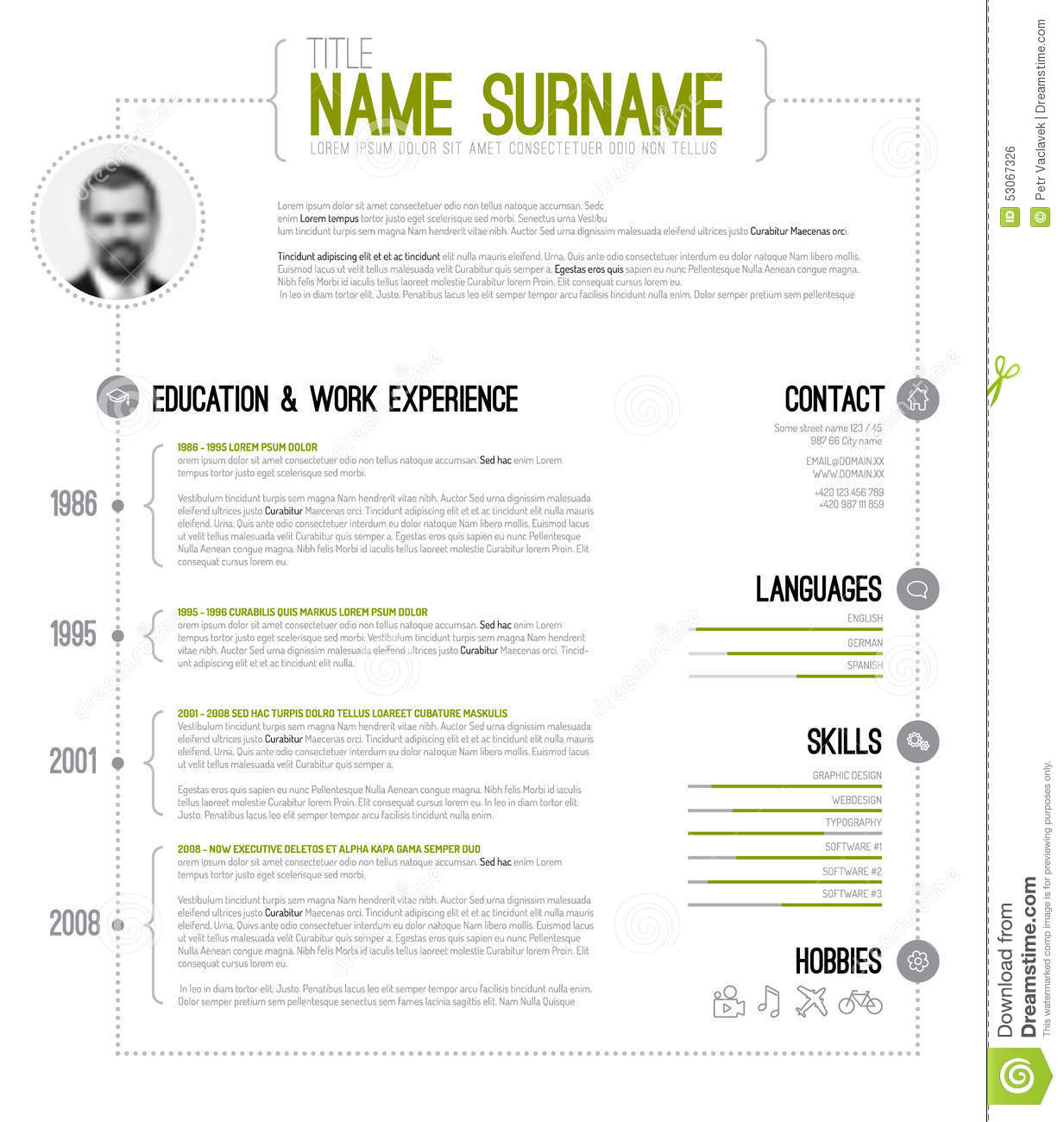 Minimalistic Cv Resume Template Stock Vector throughout dimensions 1233 X 1300