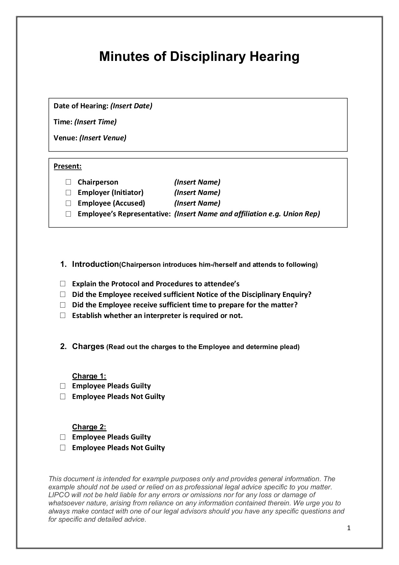 Appeal Hearing Minutes Template • Invitation Template Ideas