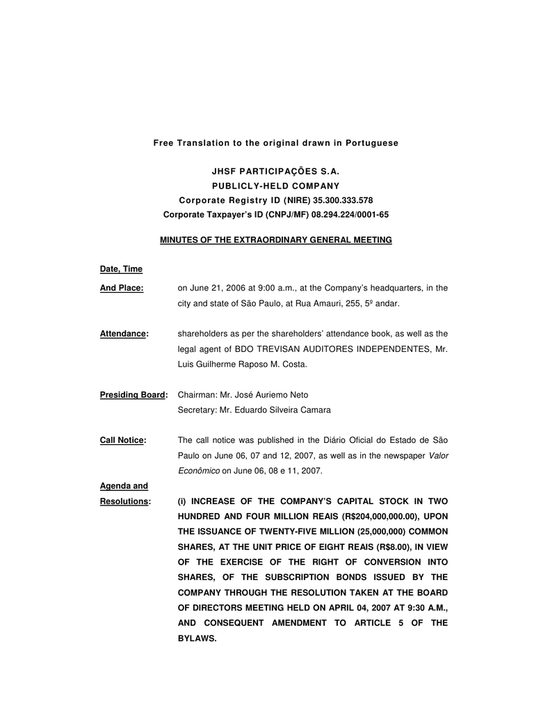 Minutes Of The Extraordinary General Meeting inside sizing 791 X 1024