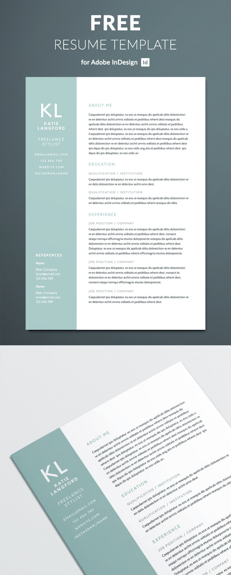 Modern Resume Template For Indesign Free Download with regard to size 750 X 1867