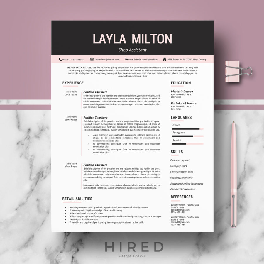 Modern Resume Template For Ms Word Layla Hired Design inside measurements 900 X 900