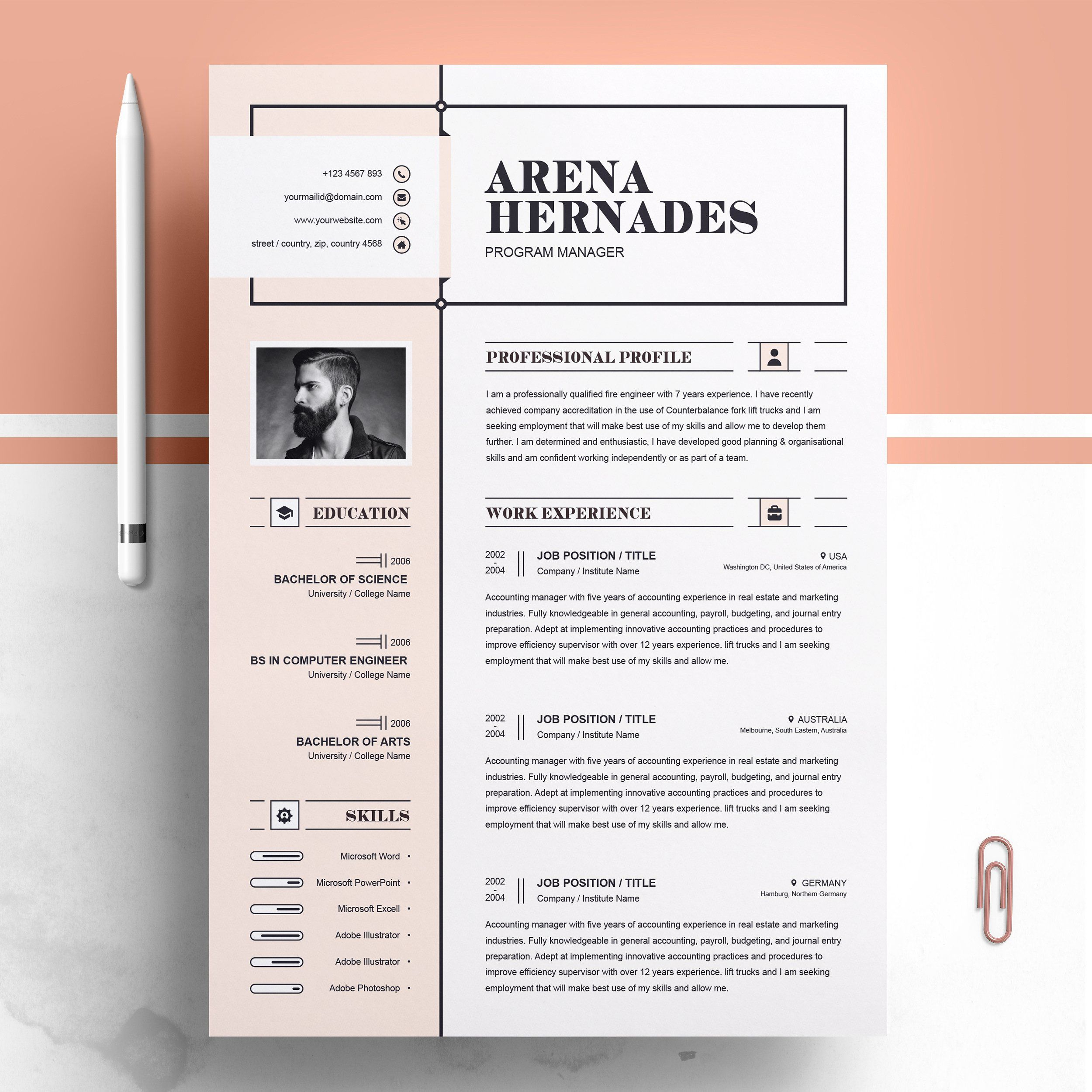 Modern Resume Template Resume Design Modern Resume for size 2500 X 2500